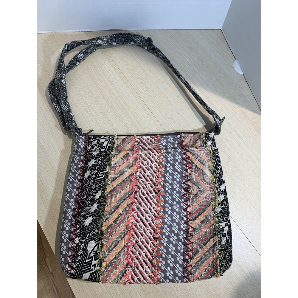 Demdaco Your Journey Multicolor Cross Body Bag Patchwork Woven Recycled Boho